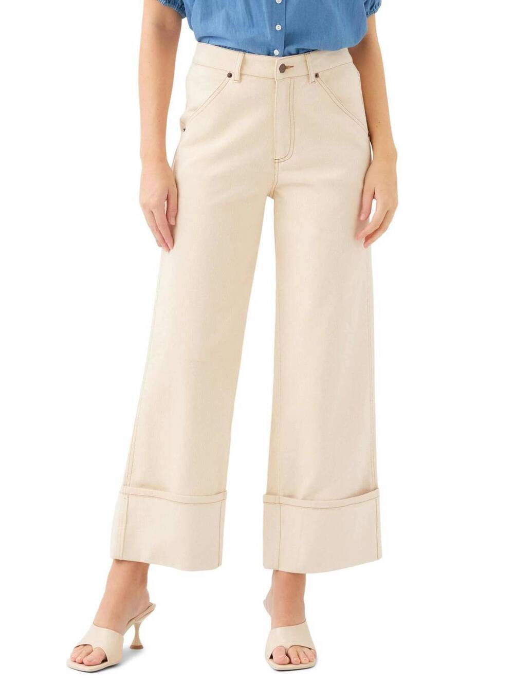 NEW FIFTEEN TWENTY dana cuffed wide-leg jeans in natural